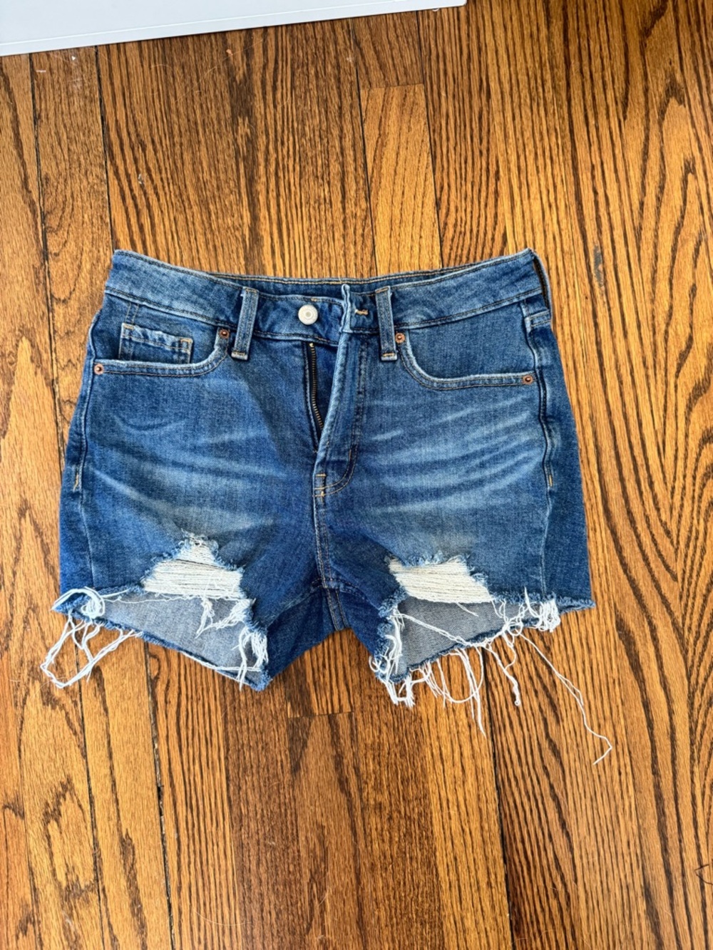 Old Navy Blue Distressed High-Rise Jean Shorts